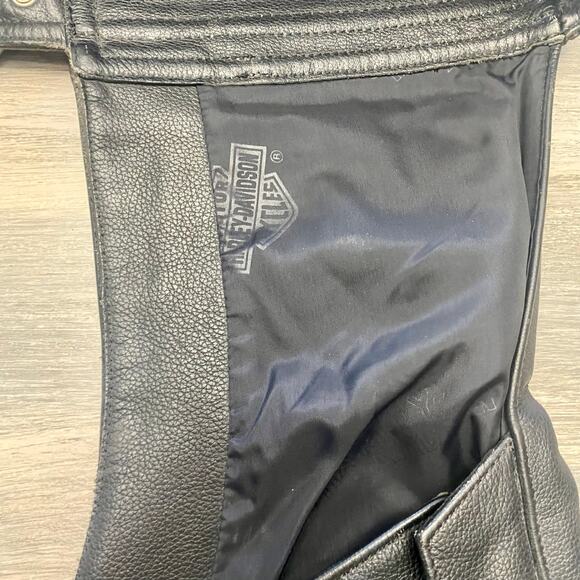 Mens Harley Davidson Leather Black Motorcycle Chaps Biker Riding Gear Size M - Picture 11 of 16